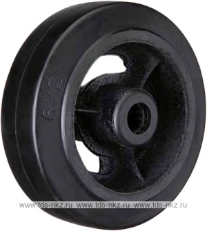 Чугунное колесо без кронштейна с литой черной резиной D 125